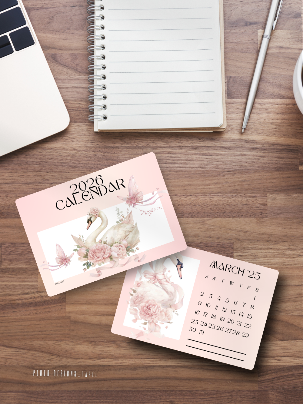 2026 Mini Calendar – Desktop Calendar with Wood Stand Holder