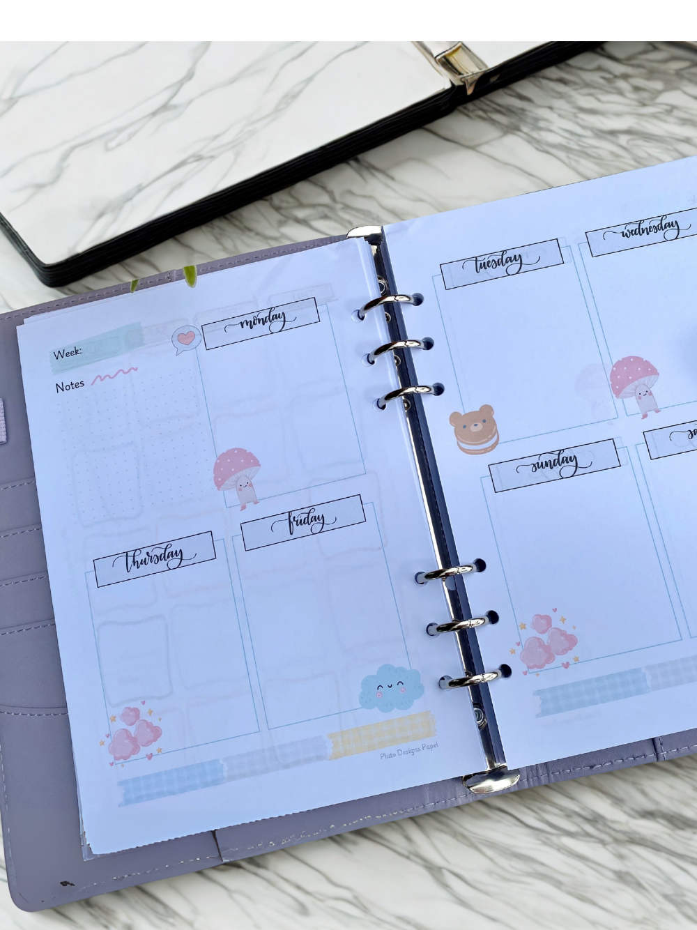 Undated Pastel Weekly Planner In Binder