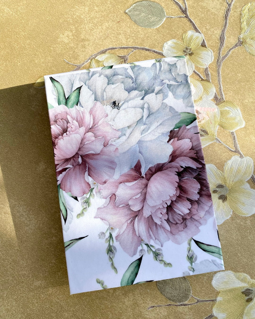 Floral Notepad with Lace | Delicate Floral Peonies with Backing