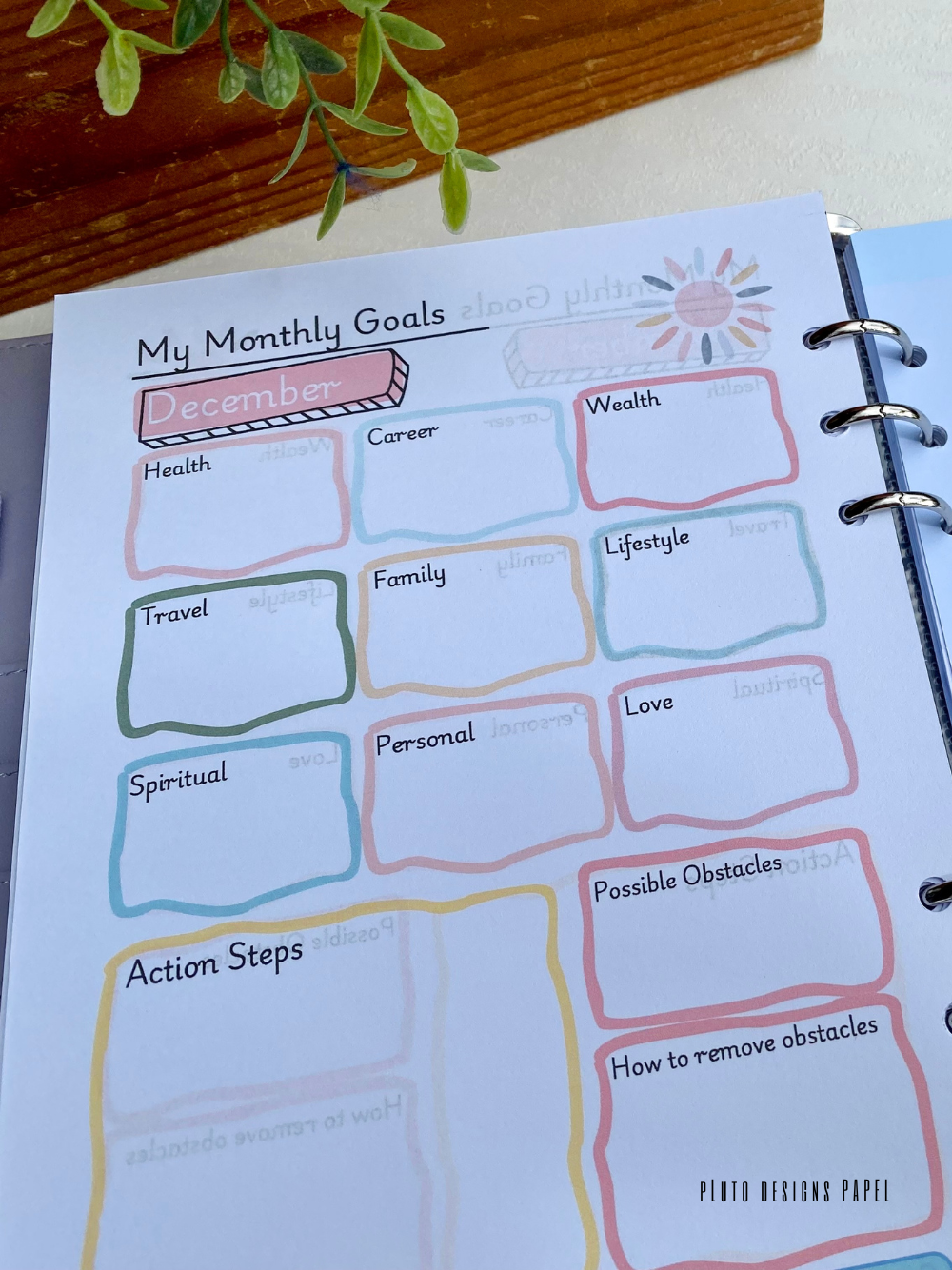 Undated Pastel Weekly Planner In Binder
