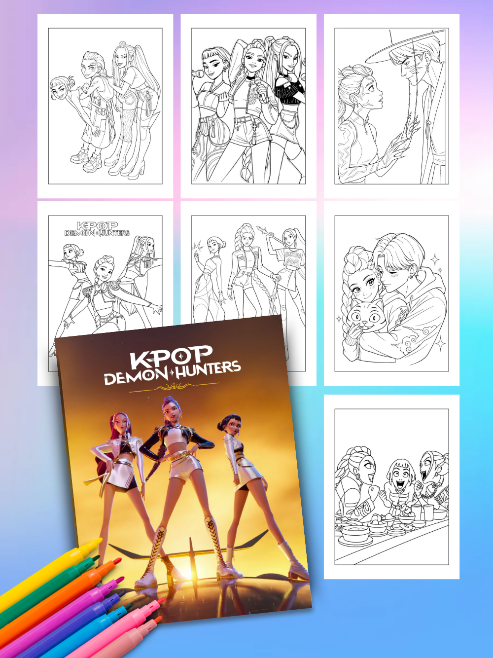 Kpop Demon Hunters Coloring Book – 53 Pages