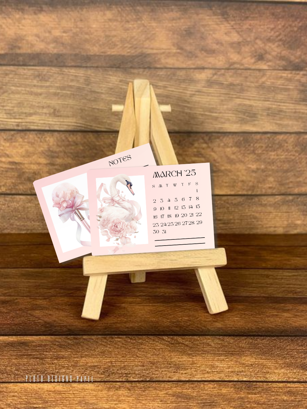 2026 Mini Calendar – Desktop Calendar with Wood Stand Holder