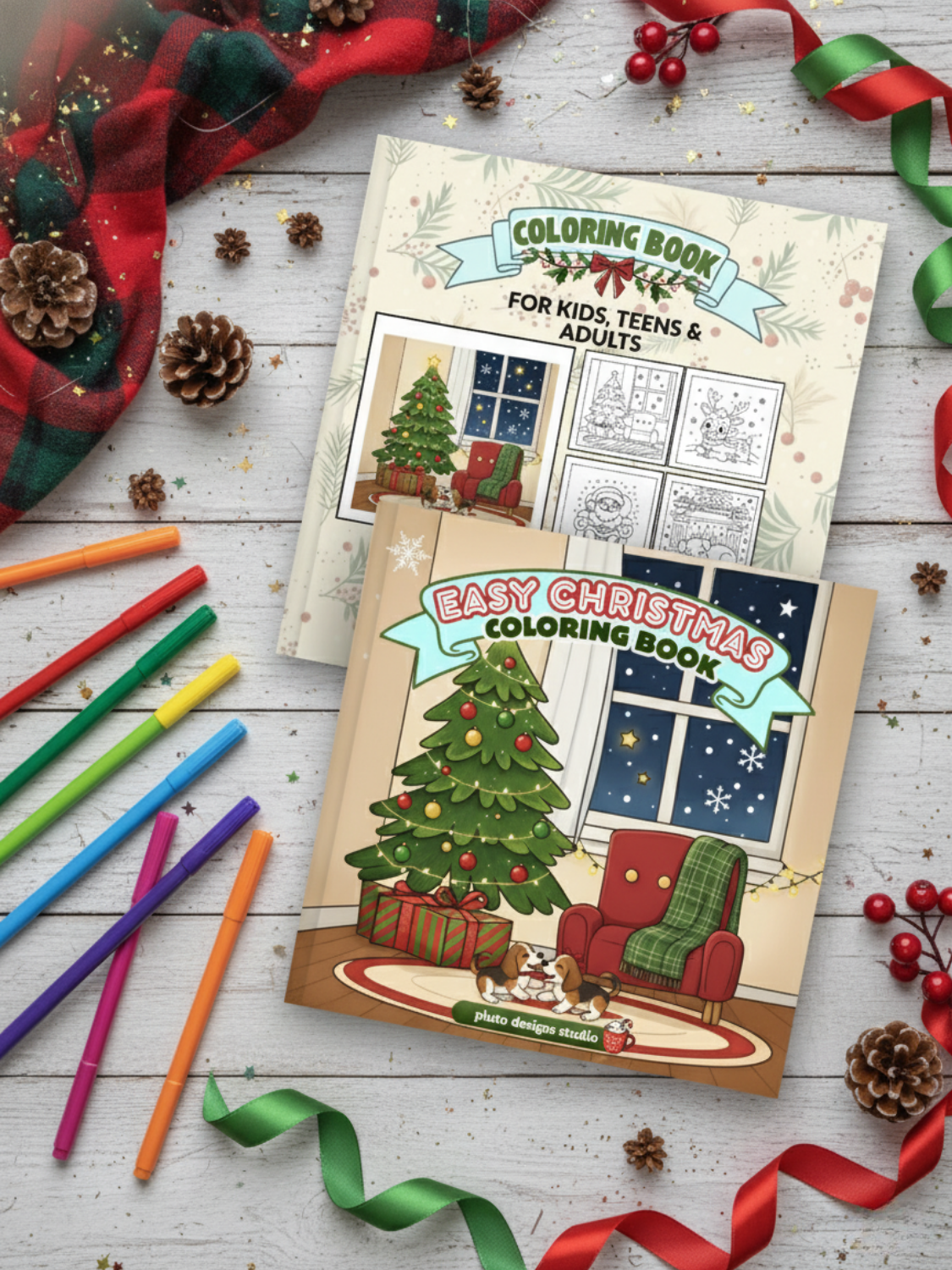 Easy Christmas Coloring Book – 60 Easy Fun & Bold Holiday Illustrations Coloring for All Ages!
