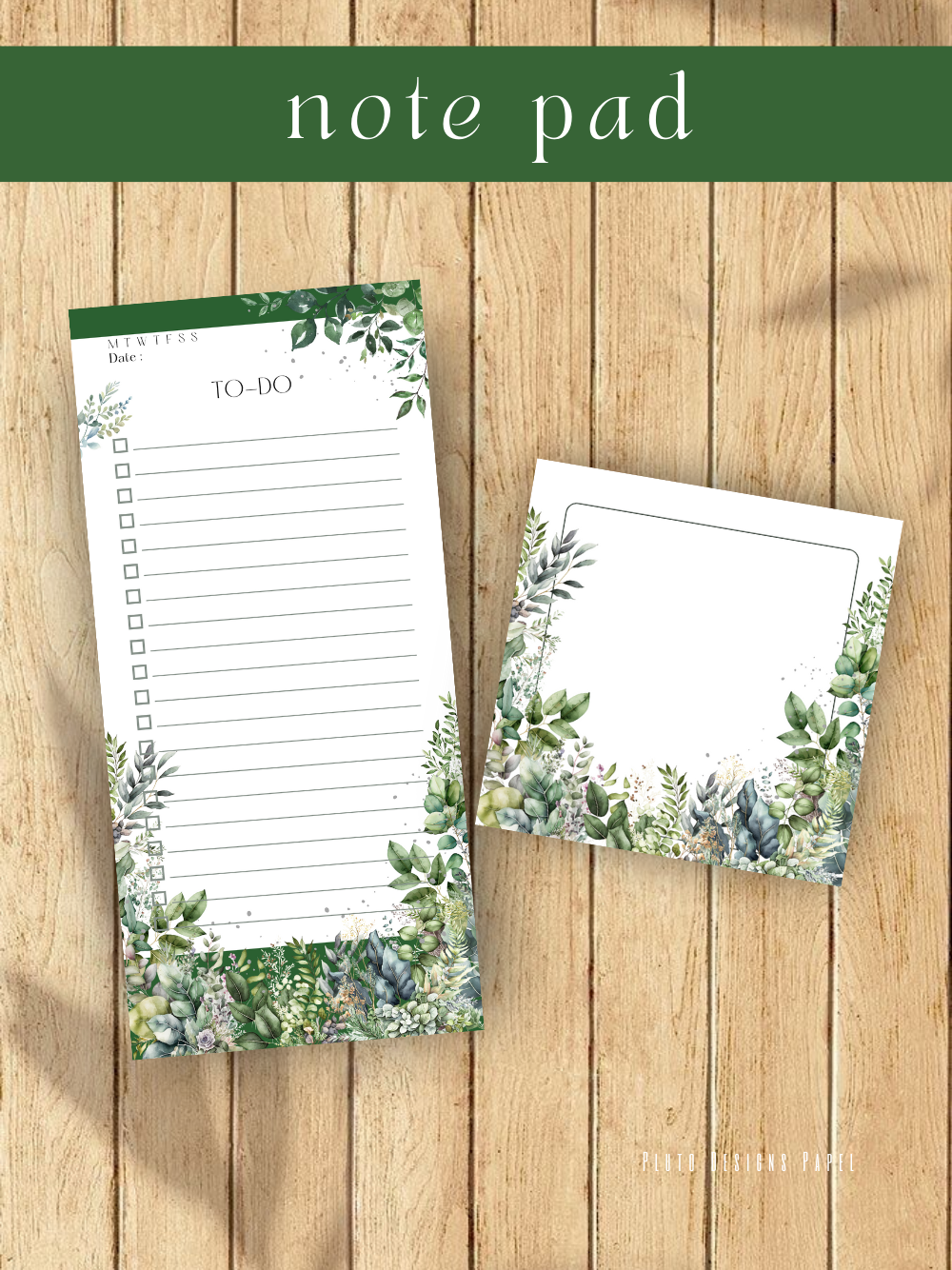Personalized Weekly Planner & Notepad Sets in Roses and Green Garden