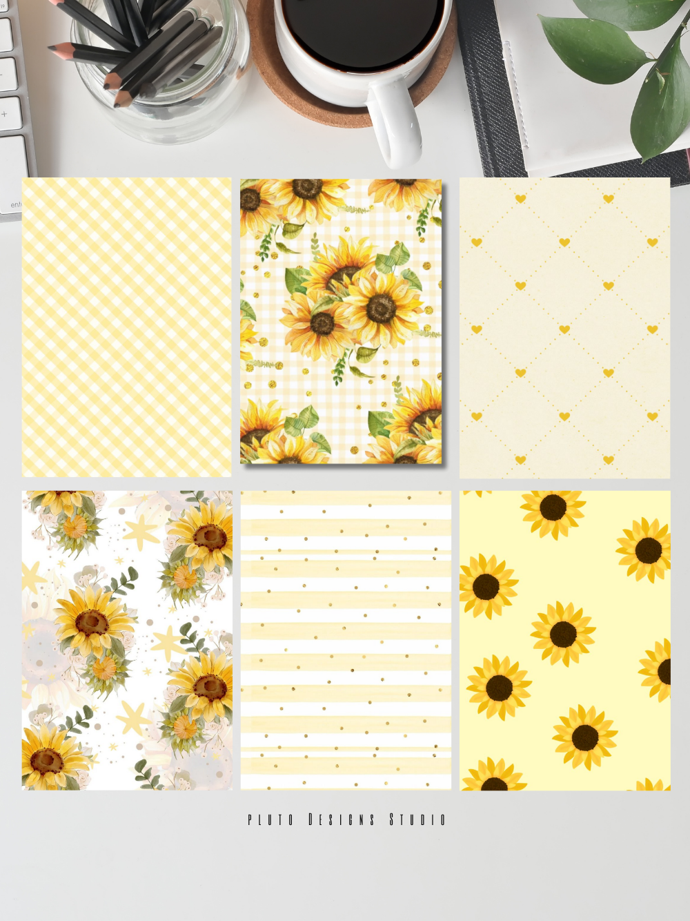 Designer Paper Pad – Sunflower Sunshine Yellow Theme Scrapbook Paper Set