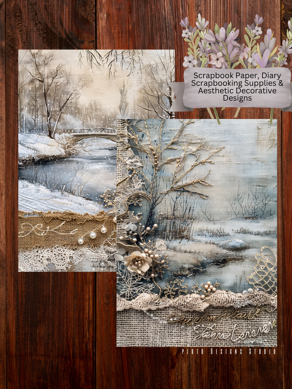 Designer Paper Pad – Vintage Burlap Brown Theme Scrapbook Paper Set