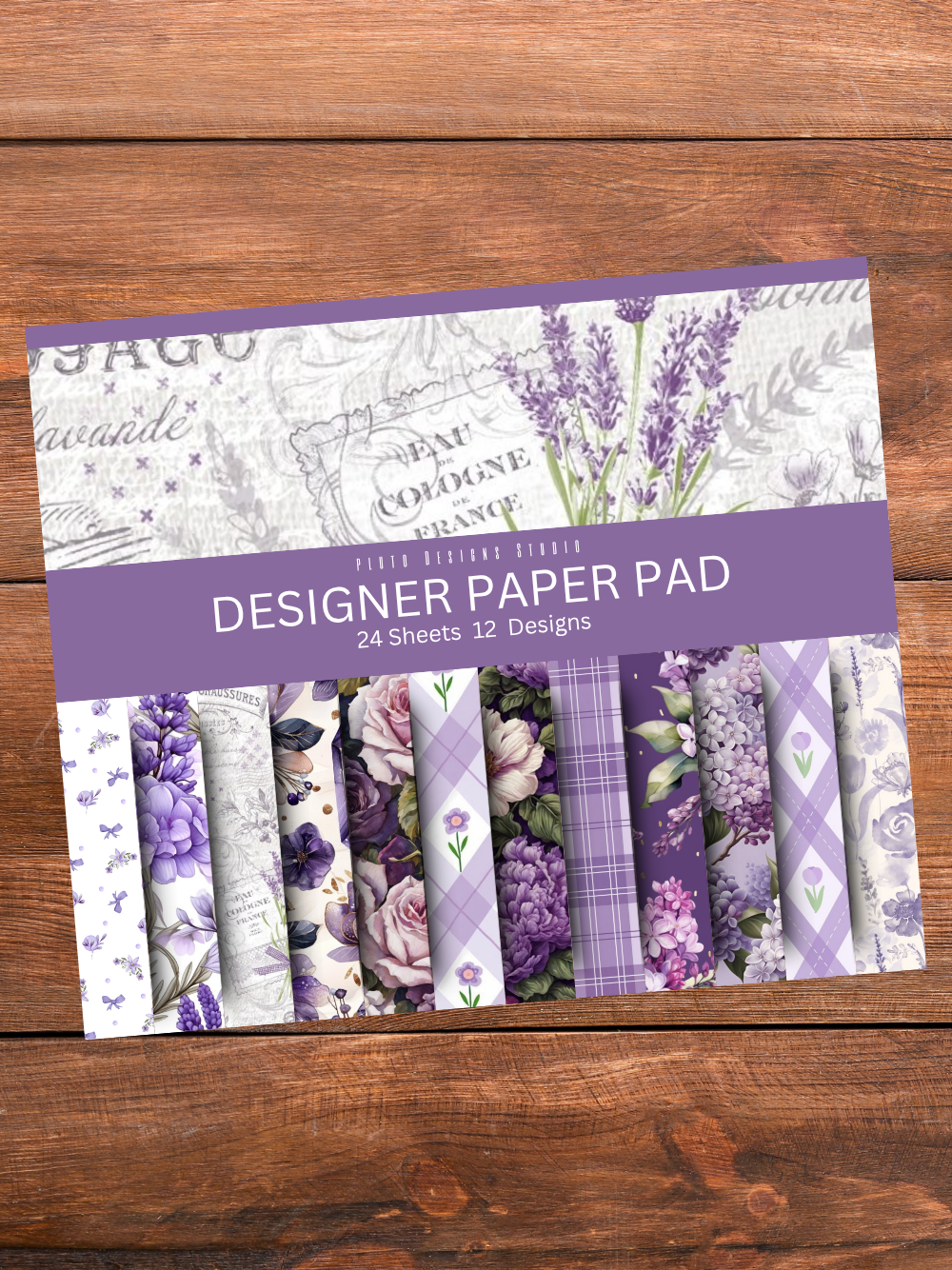 Designer Paper Pad – Elegant Lavender Purple Theme Floral Vintage Scrapbook Paper Set