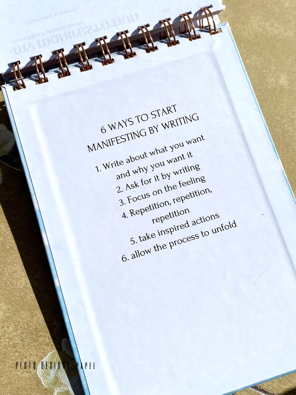 “I Will Manifest” Hardbound Spiral Notebook – Minimalist Blue Design