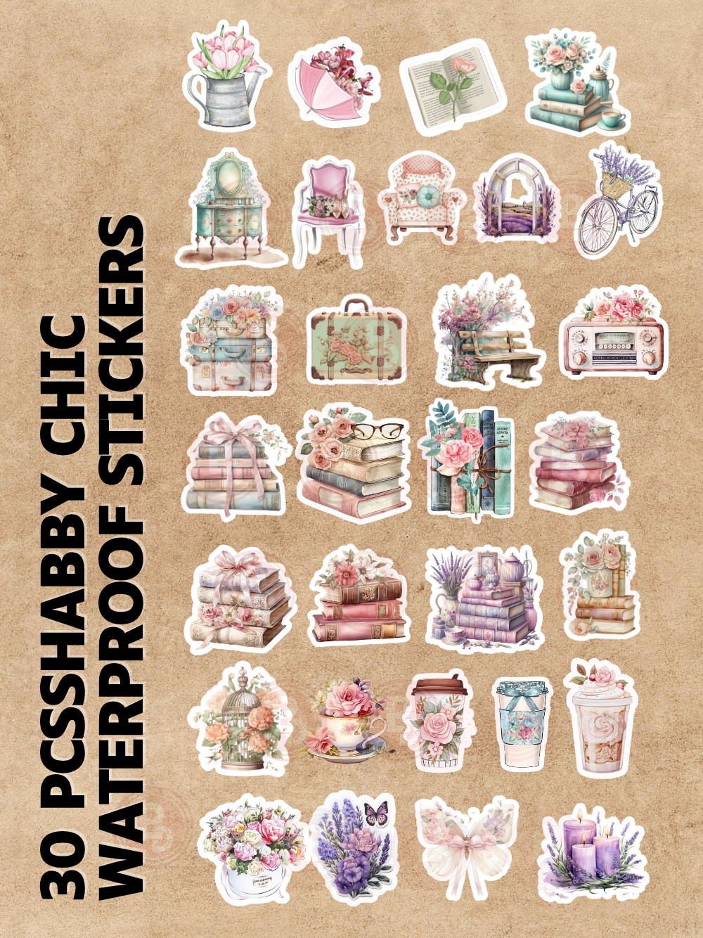 Shabby Chic Stickers (30 Pcs)