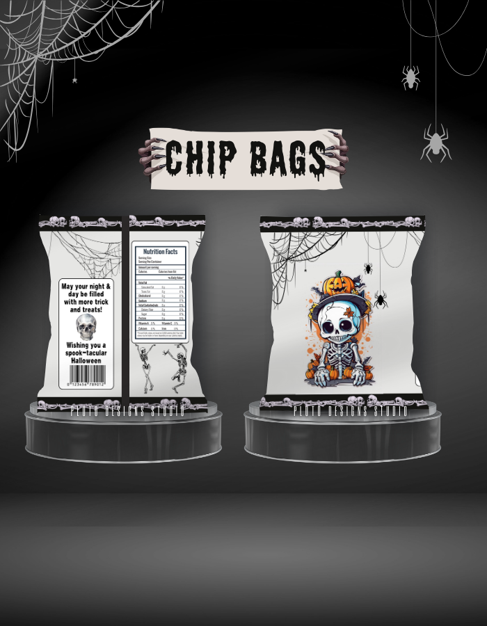 Product Description for Halloween-Themed Chip Bags (10 pcs per pack)