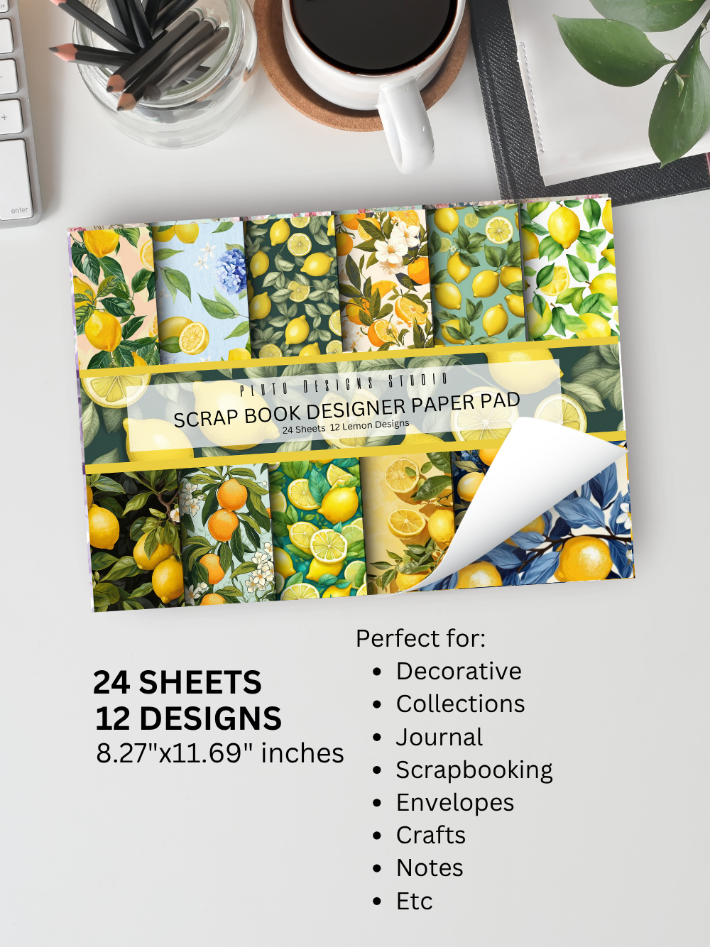 Designer Paper Pad – Lemons & Yellow Theme Scrapbook Paper Set