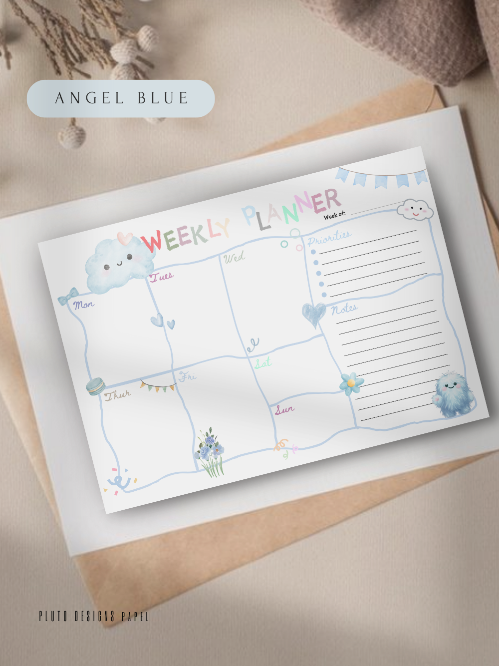 Weekly Undated Planner – Hand-drawn Pastel Color Fun Designs