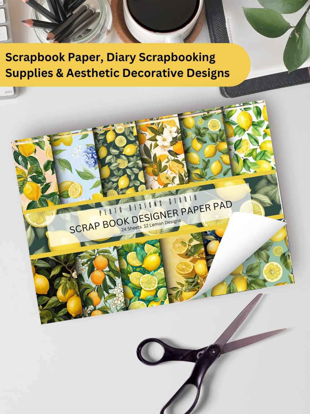 Designer Paper Pad – Lemons & Yellow Theme Scrapbook Paper Set