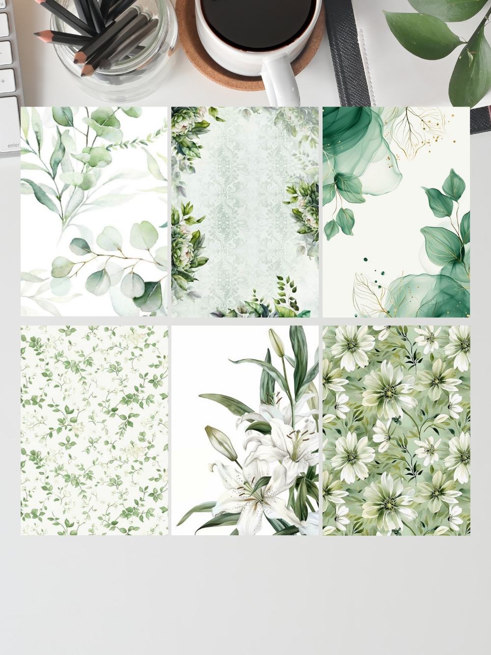 Designer Paper Pad – Green Garden Leaves Theme Scrapbook Paper Set