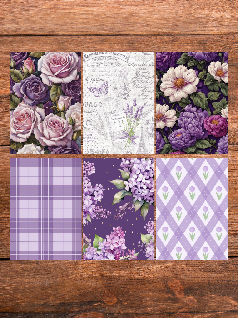 Designer Paper Pad – Elegant Lavender Purple Theme Floral Vintage Scrapbook Paper Set
