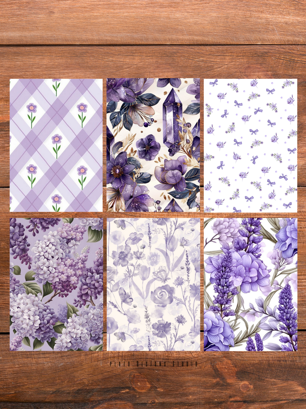 Designer Paper Pad – Elegant Lavender Purple Theme Floral Vintage Scrapbook Paper Set