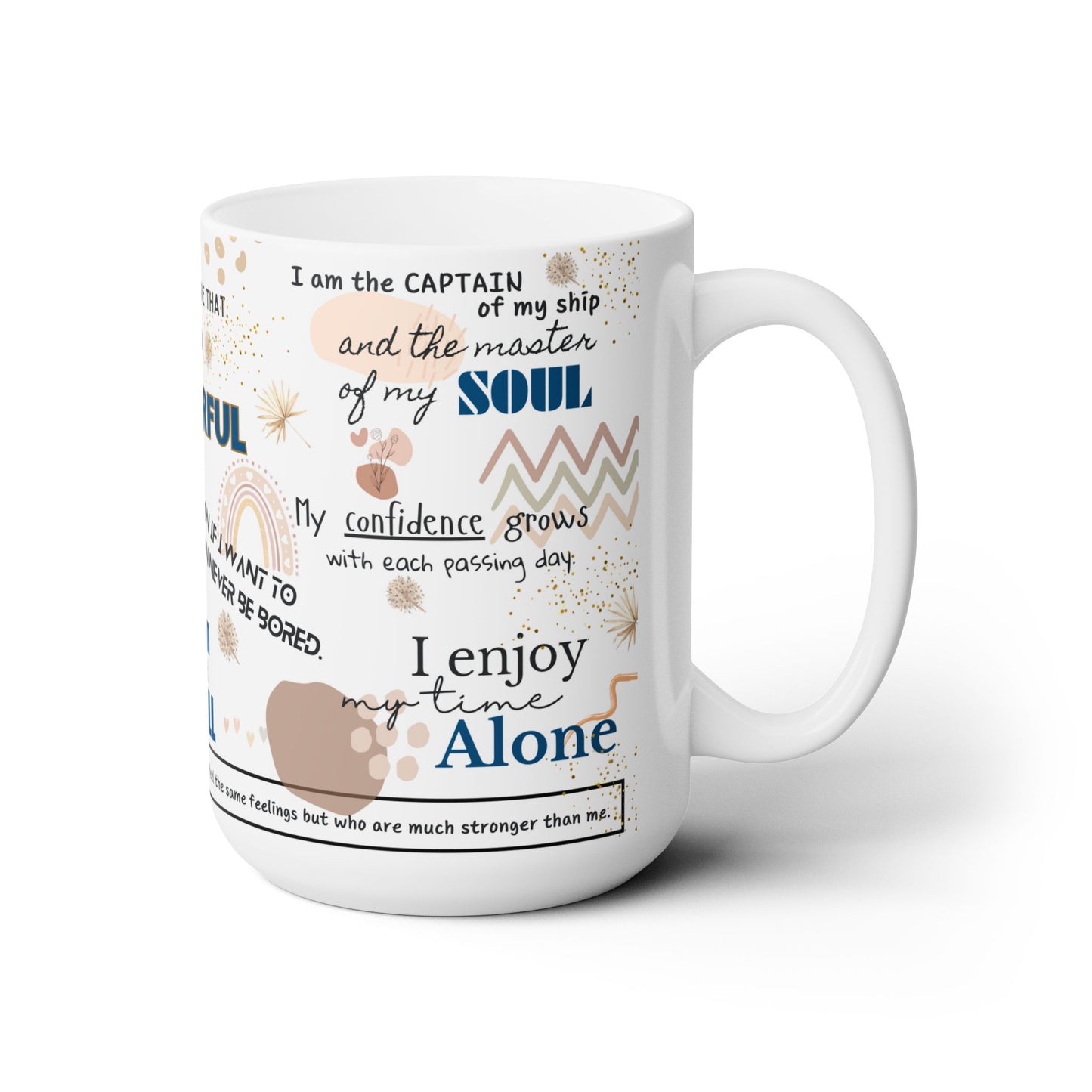 Daily Affirmation Mug I am Strong Boho Ceramic Mug 15oz