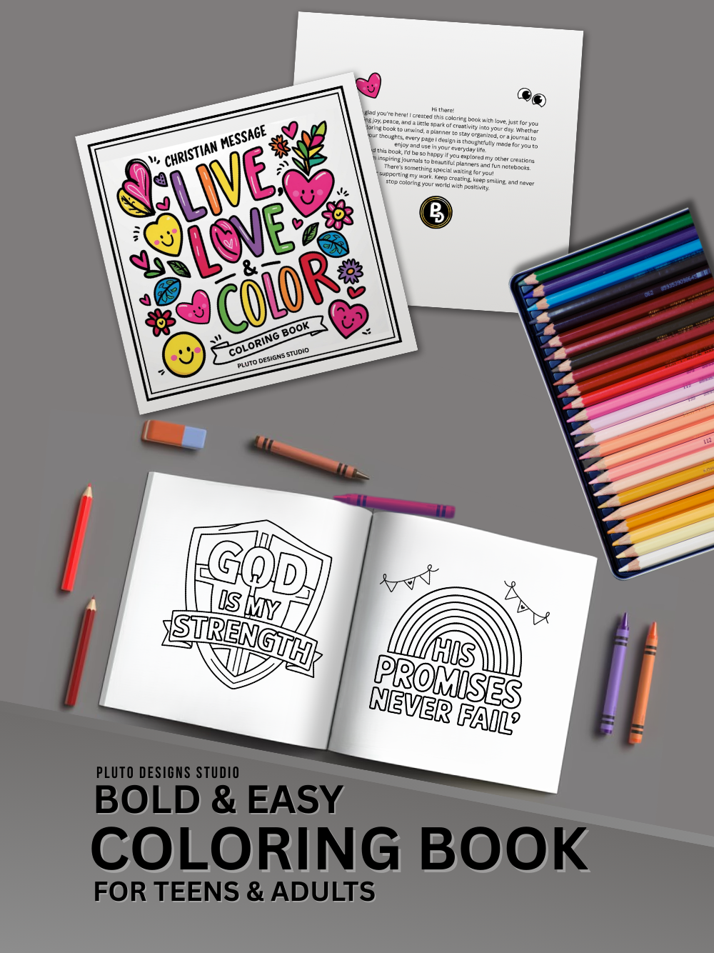 50 Inspirational Coloring Book for Adults: Christian Message Patterns to Color - Bold & Easy Positive Christians Affirmations for Adults Men Women & Teens