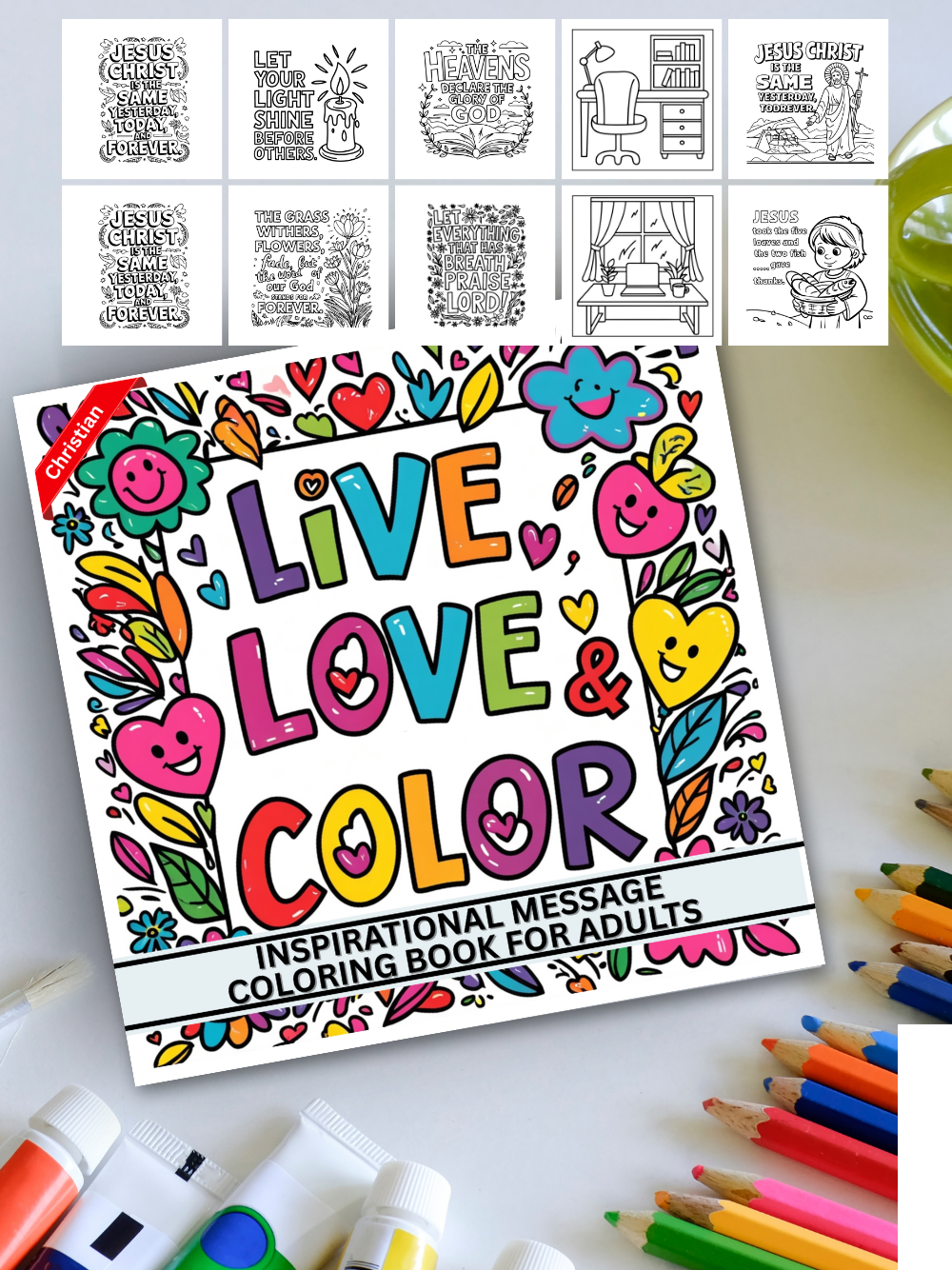 50 Inspirational Coloring Book for Adults: Christian Message Patterns to Color - Bold & Easy Positive Christians Affirmations for Adults Men Women & Teens