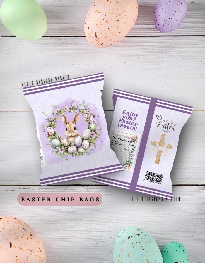 Personalized Easter Chip Bags – Custom Easter Party Favor Treat Bags (Pack of 10)