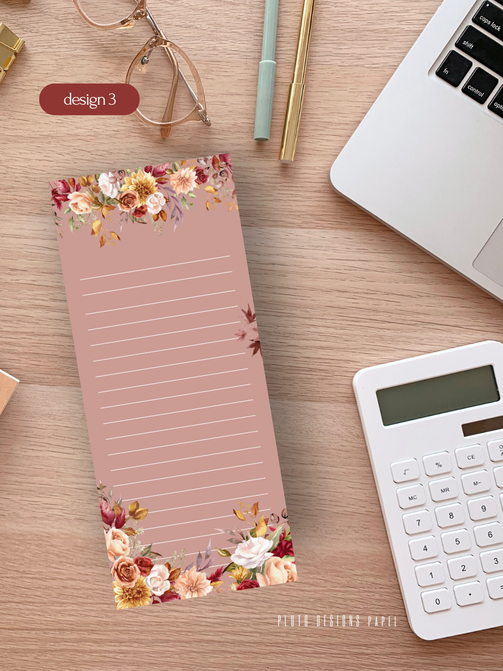 Floral Memo Pad – Notepads Elegant 3-Design Collection