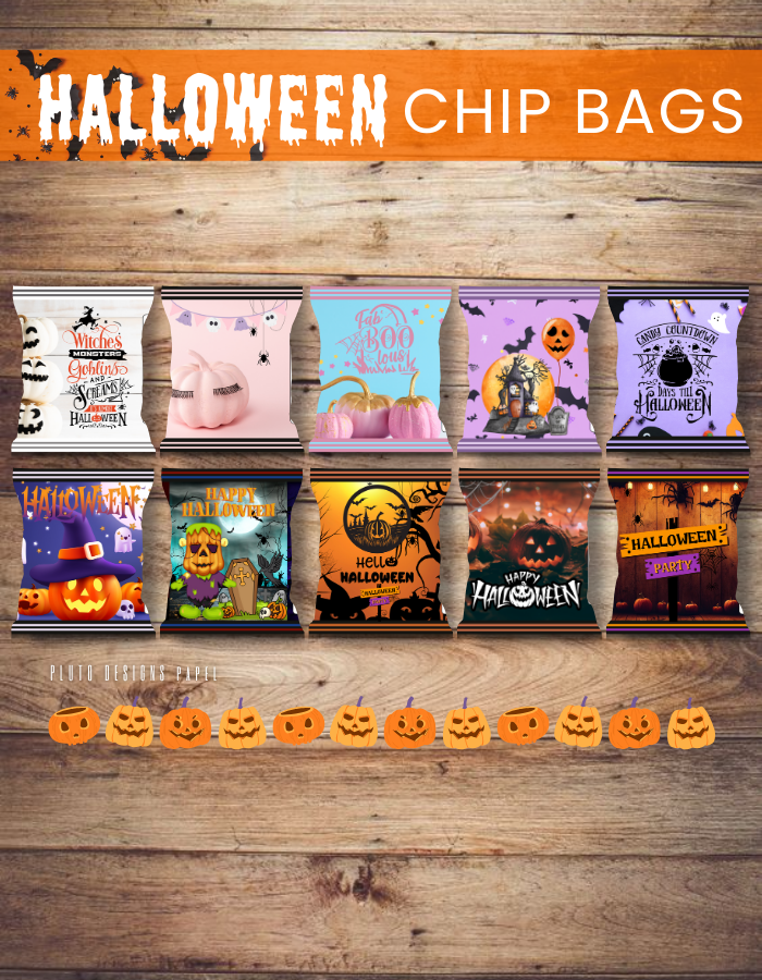 Product Description for Halloween-Themed Chip Bags for Parties (10 pcs per pack)