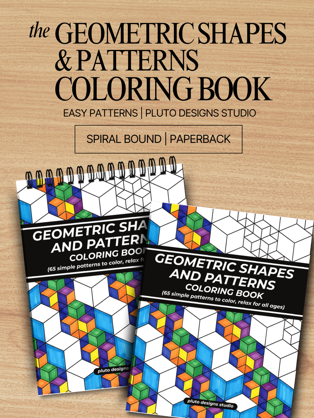 Easy Geometric Shapes & Patterns Coloring Book – 65 Relaxing Designs for All Ages
