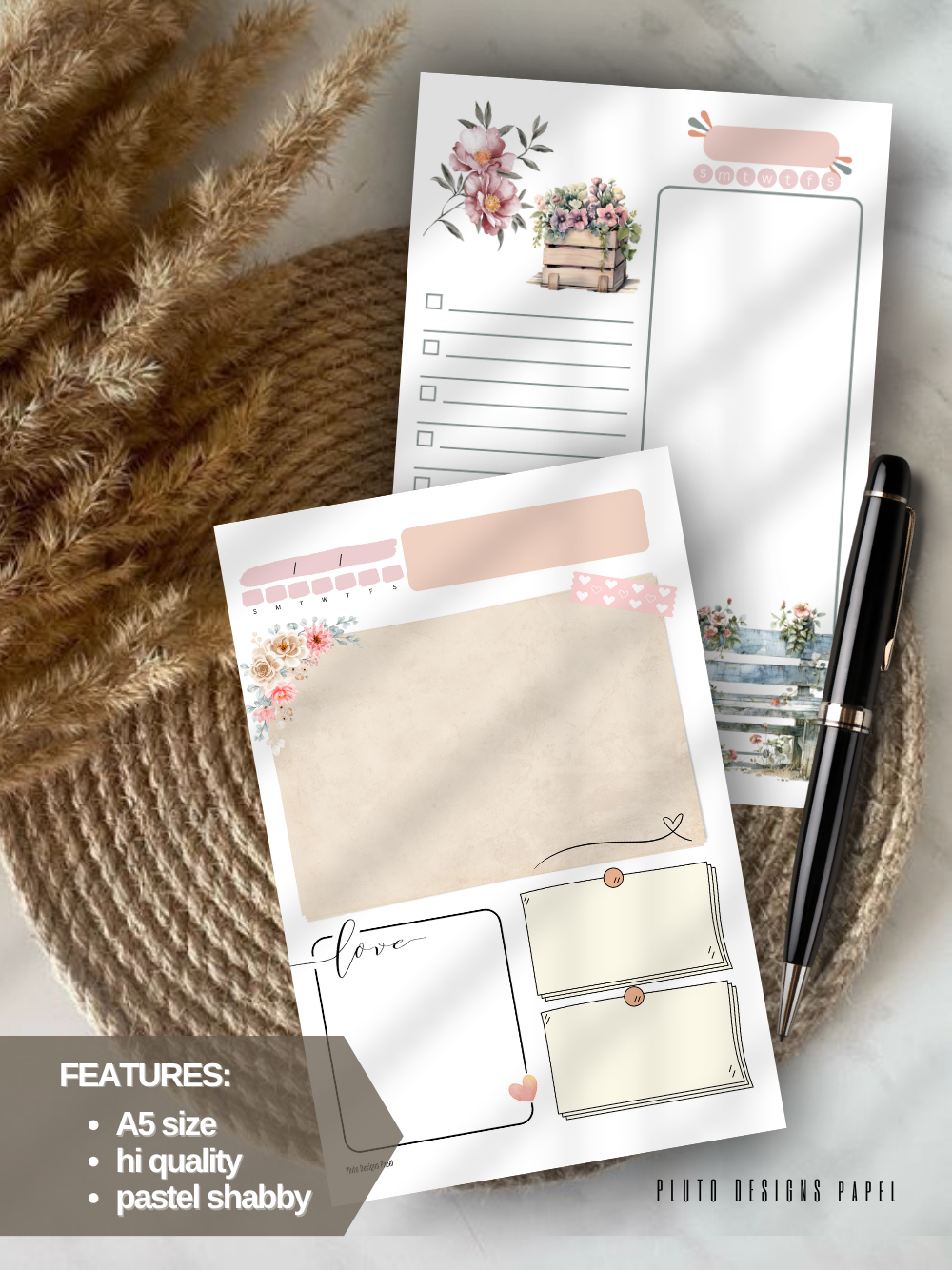 A5 To-Do List Notepad – Pastel Shabby Chic Design