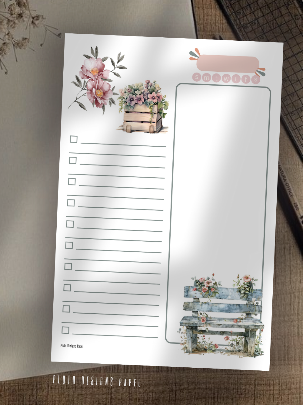A5 To-Do List Notepad – Pastel Shabby Chic Design