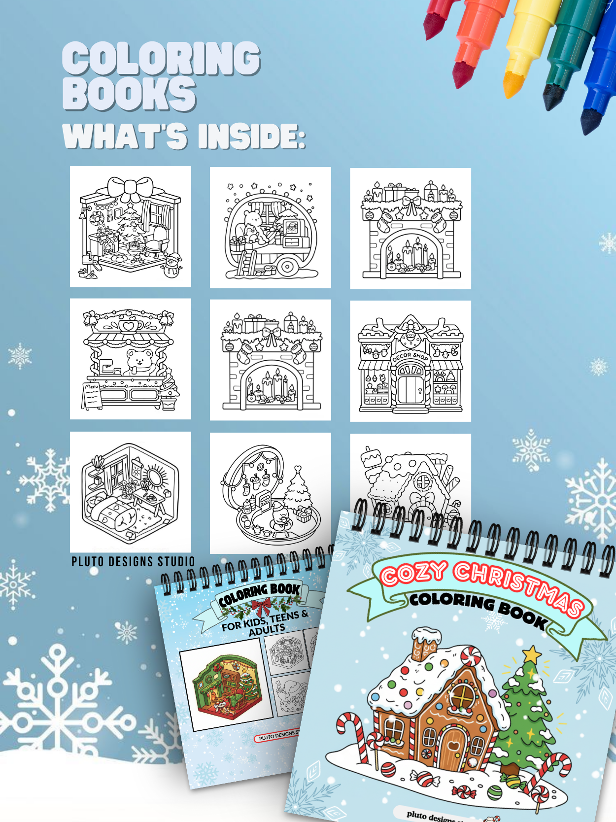 Cozy Christmas Coloring Book – 60 Festive Illustrations | Relaxing Holiday Coloring Book