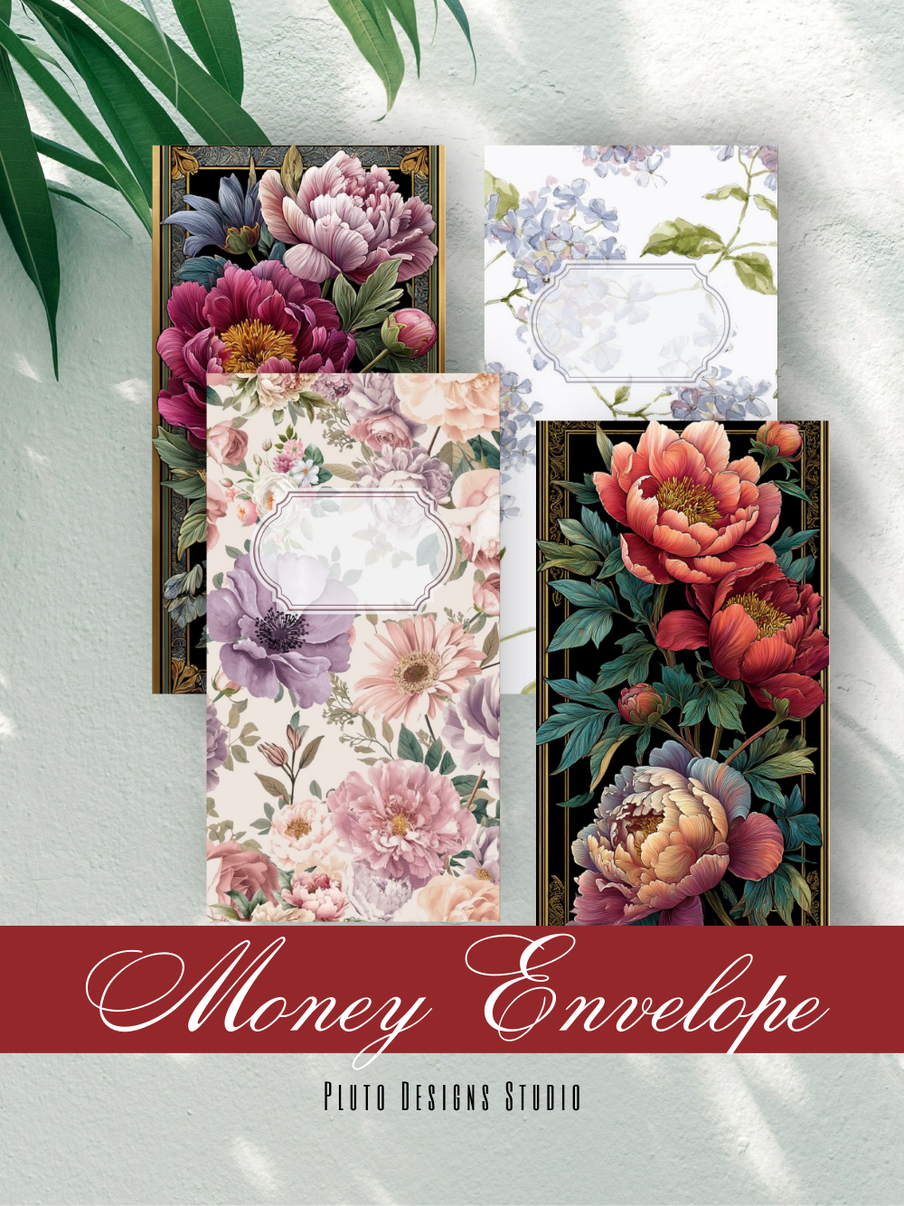 Money Envelope Elegant Floral Border Vintage Theme