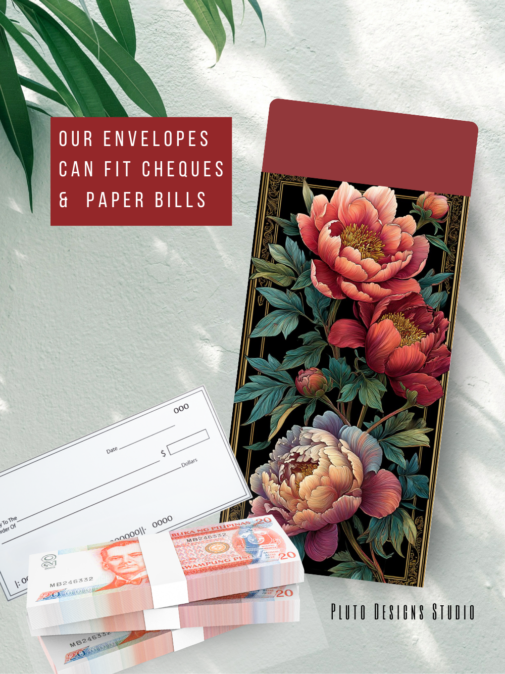 Money Envelope Elegant Floral Border Vintage Theme