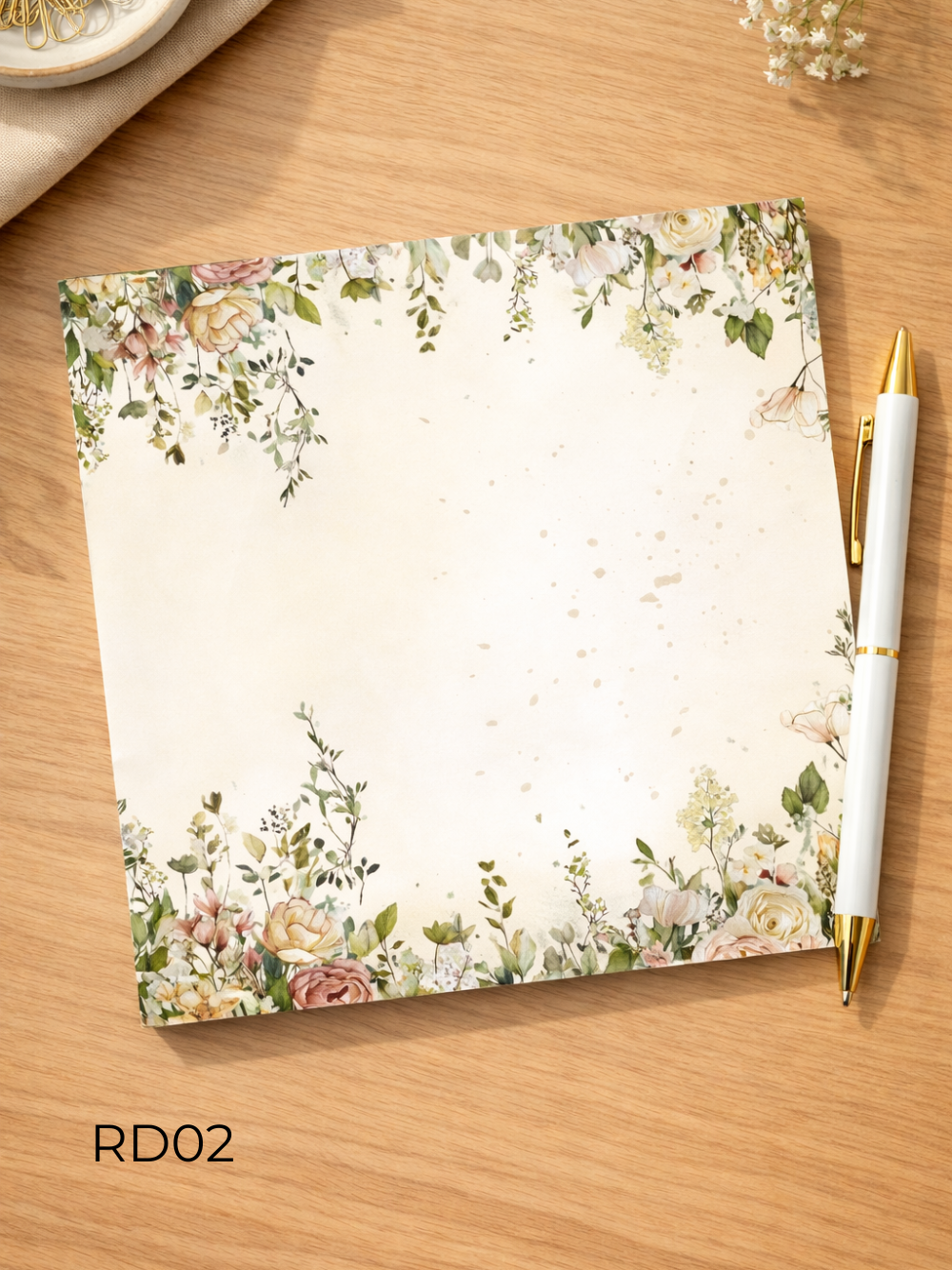 Vintage Floral Notepad 6x6 – Elegant Botanical Stationery Pad | Cute Desk Notepad with Cover