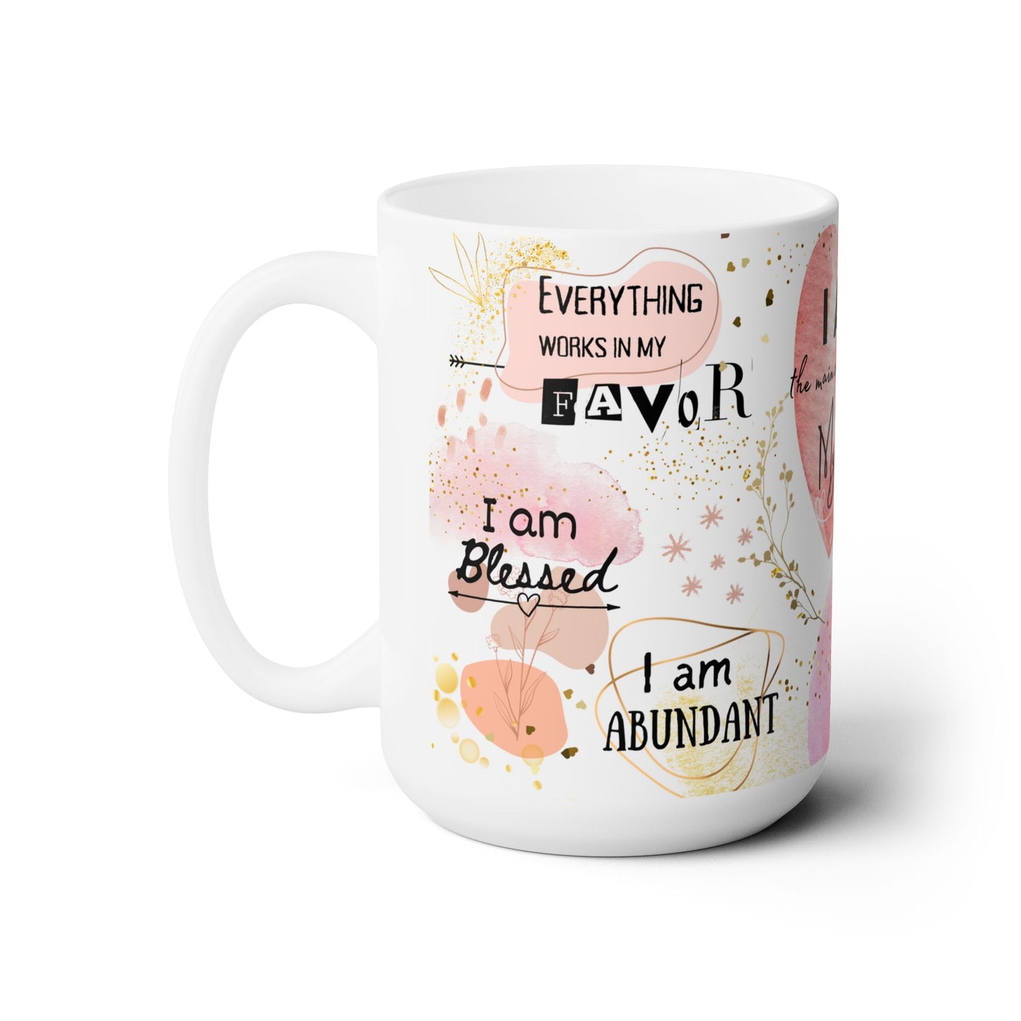 I Am Affirmation Pink Peach Theme Ceramic Mug Morning Coffee Mug Gift for Her