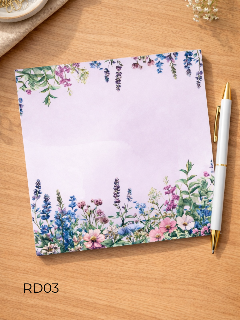 Vintage Floral Notepad 6x6 – Elegant Botanical Stationery Pad | Cute Desk Notepad with Cover