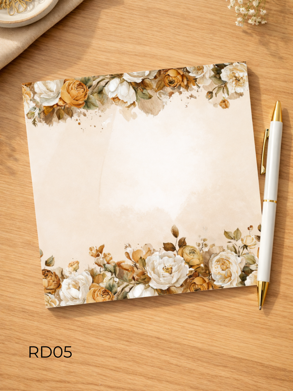 Vintage Floral Notepad 6x6 – Elegant Botanical Stationery Pad | Cute Desk Notepad with Cover