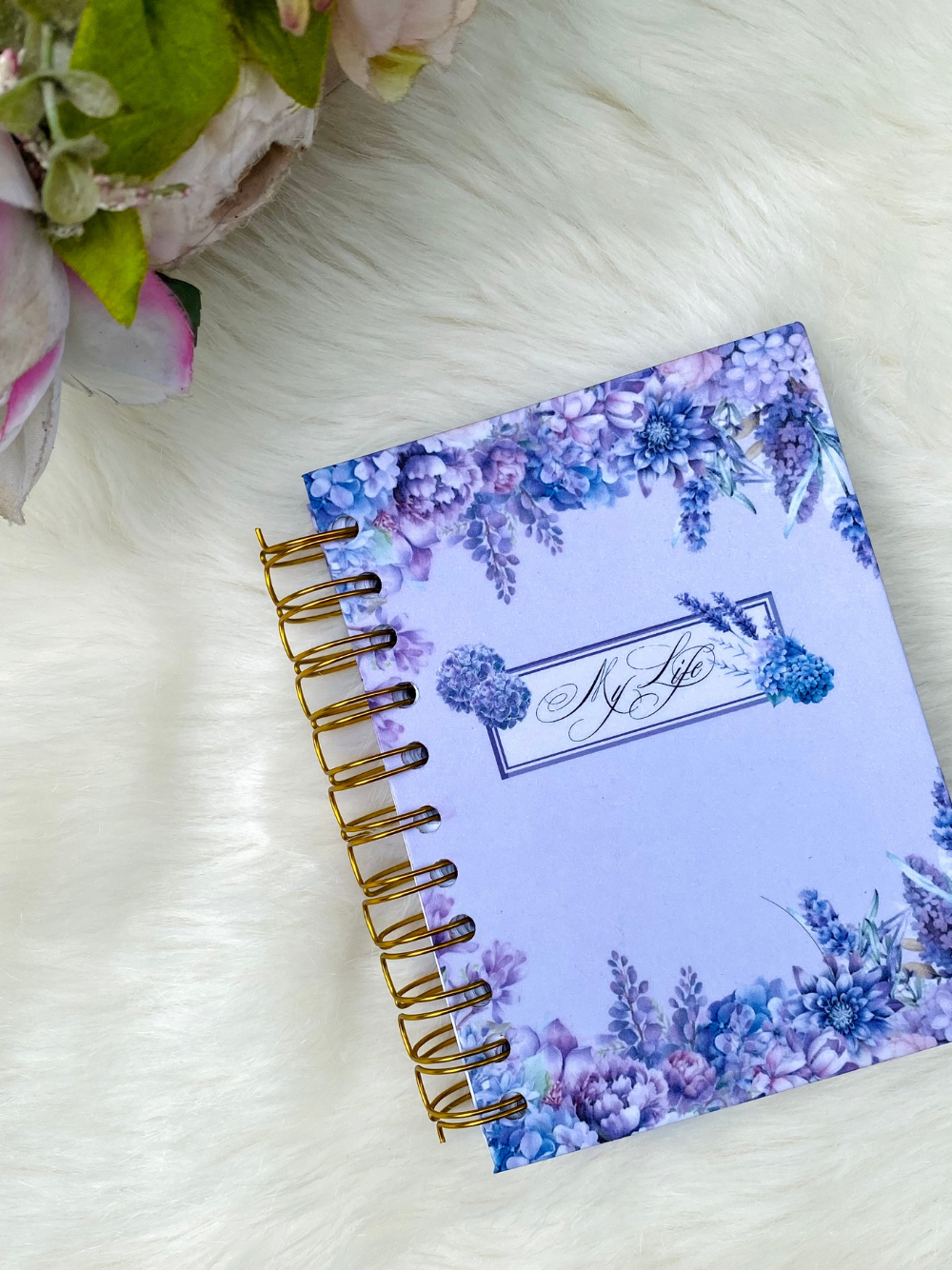 Romantic Floral 2026 Mini Planner Journal in Lavender and Blue Vintage (Undated)