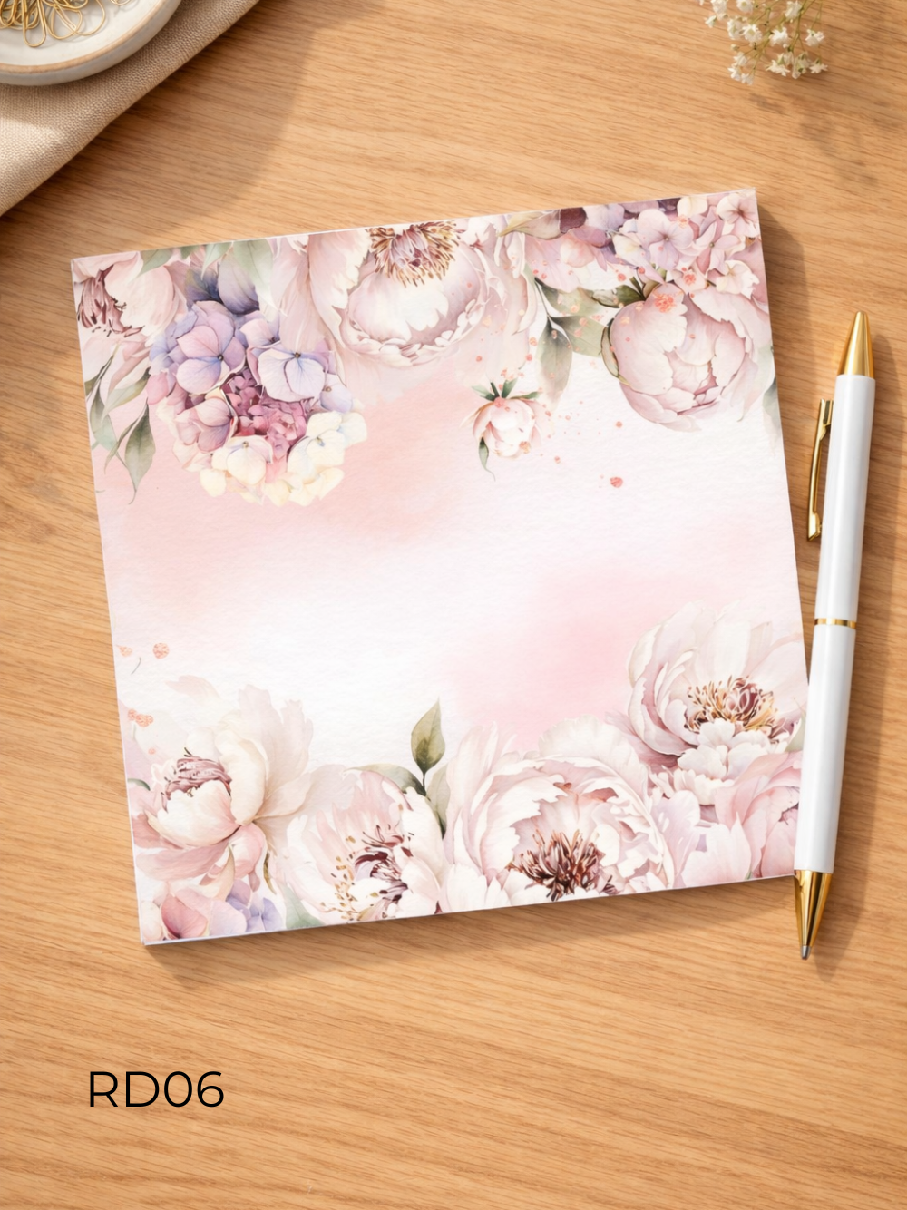 Vintage Floral Notepad 6x6 – Elegant Botanical Stationery Pad | Cute Desk Notepad with Cover
