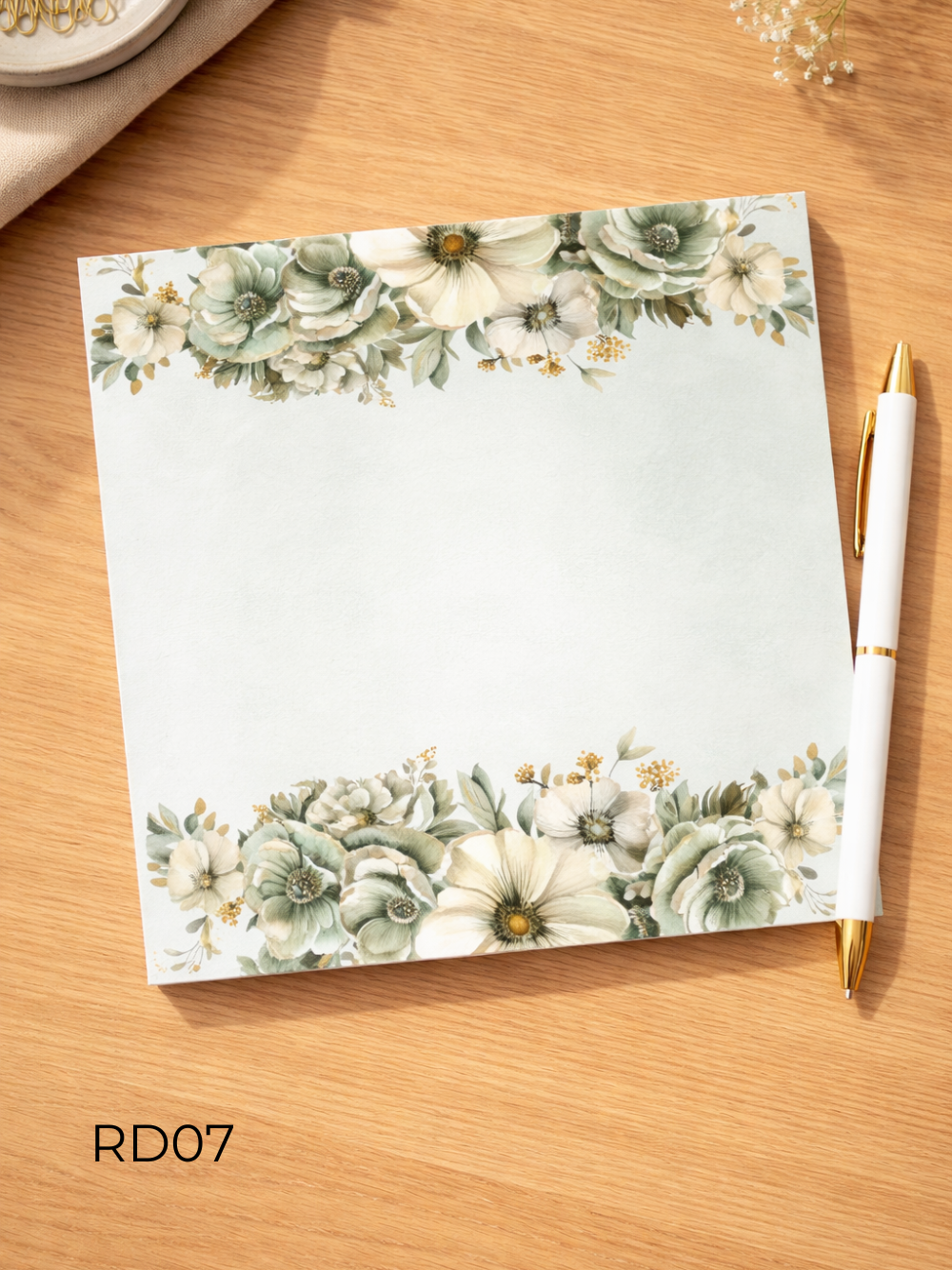 Vintage Floral Notepad 6x6 – Elegant Botanical Stationery Pad | Cute Desk Notepad with Cover