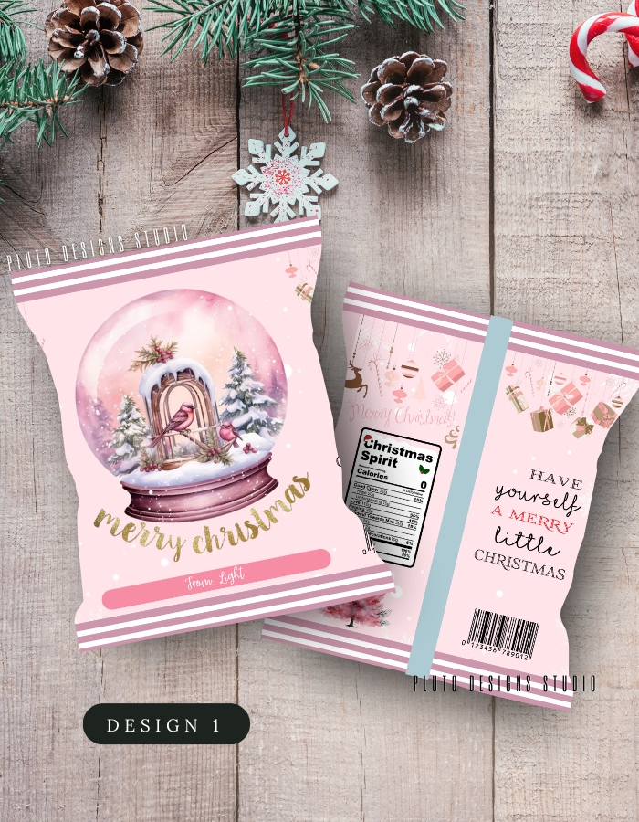 Christmas-Themed Chip Bags for Holiday Season (Pink Theme)