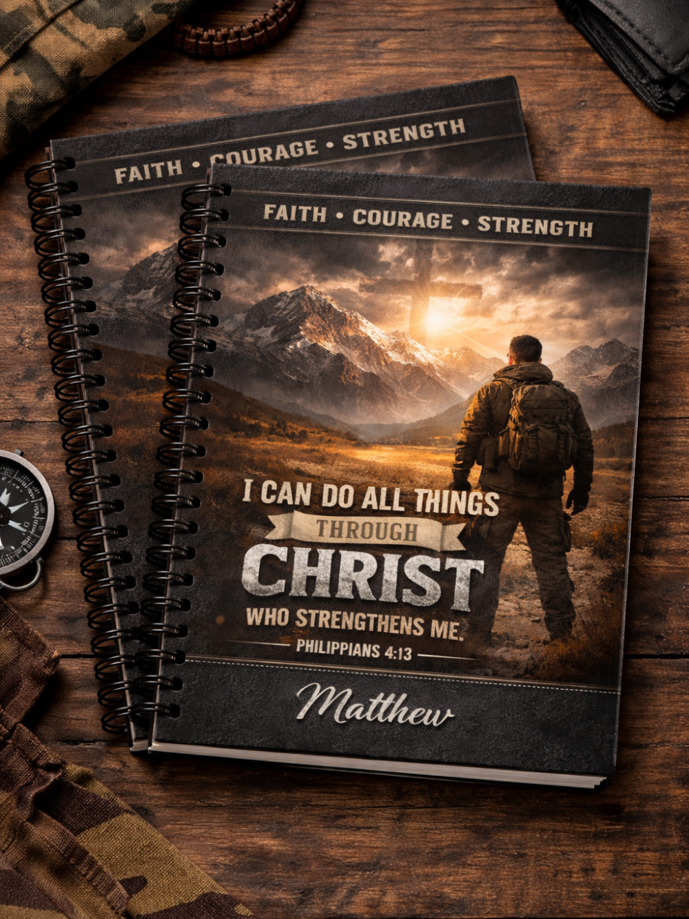 Faith Theme Hardcover Journal – Dot Grid Christian Notebook | Philippians 4:13 Inspirational Journal