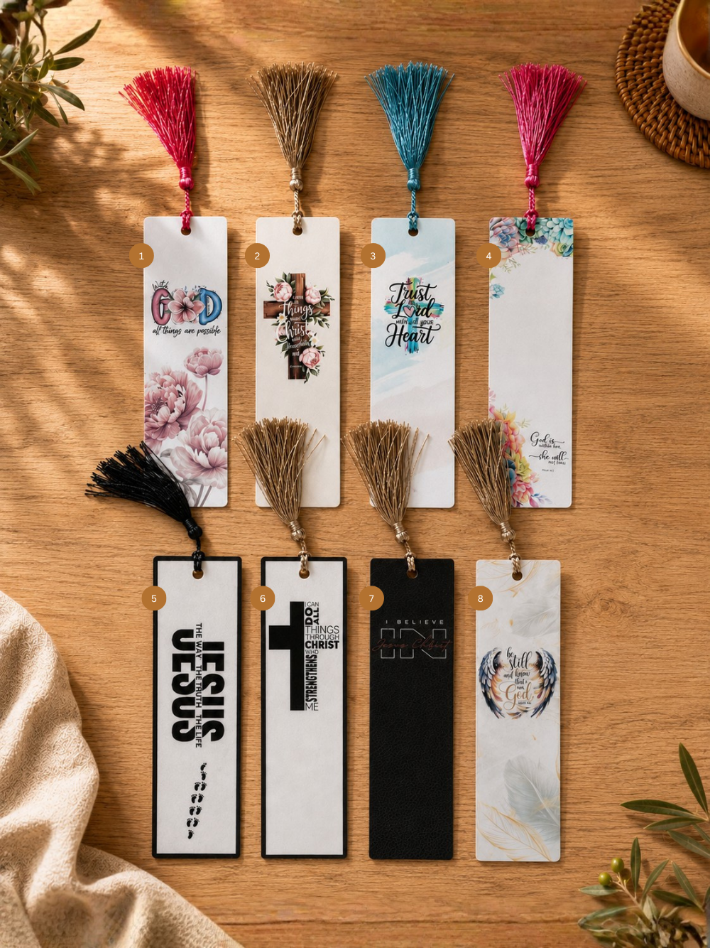 Faith-Themed Bookmark with Tassel | Bible Verse Christian Bookmarks in 8 Designs by Pluto Designs Studio Papel
