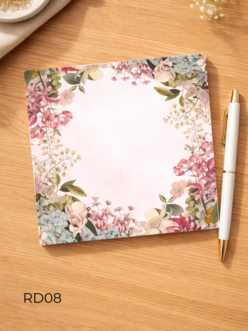 Vintage Floral Notepad 6x6 – Elegant Botanical Stationery Pad | Cute Desk Notepad with Cover