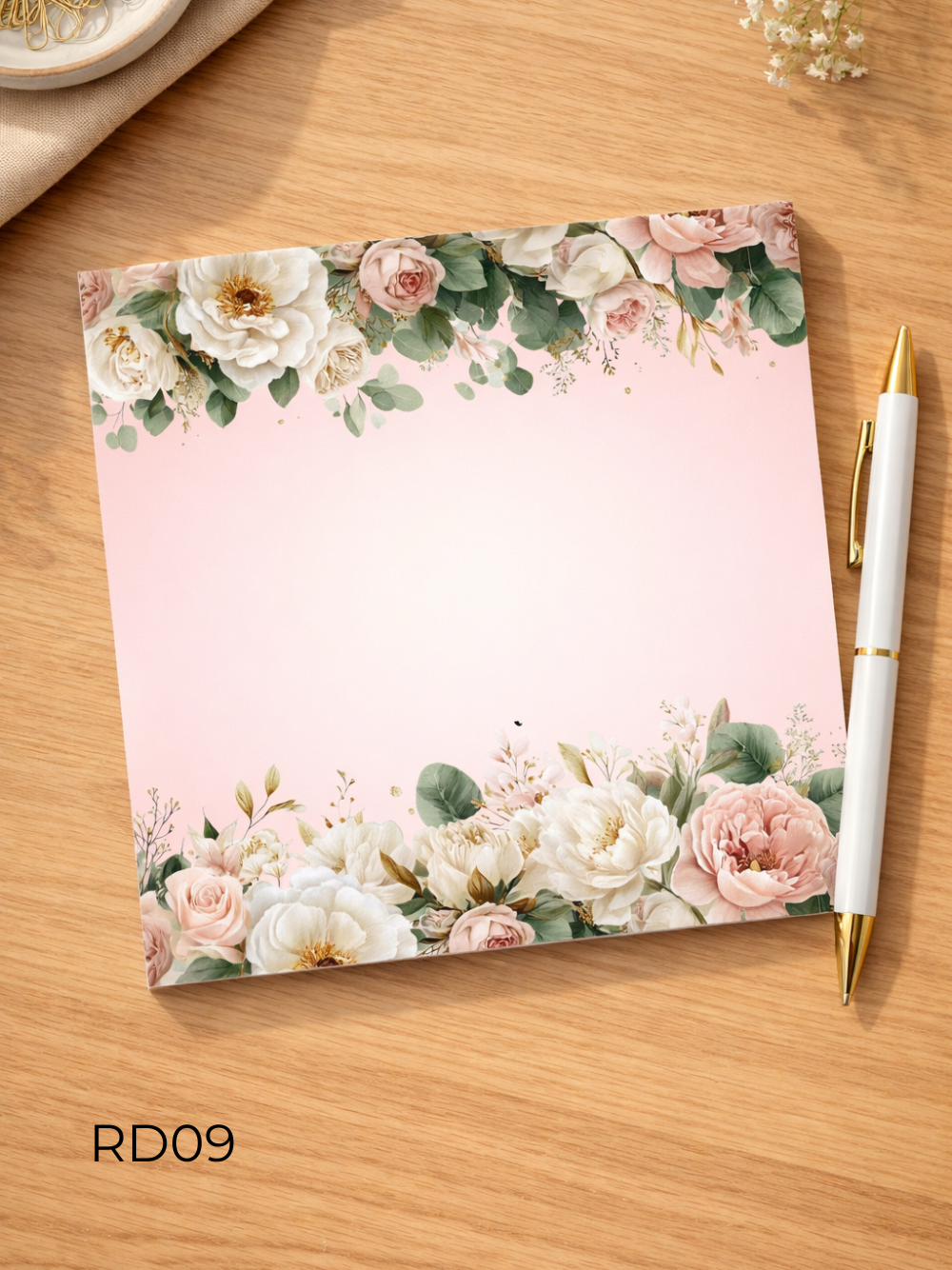 Vintage Floral Notepad 6x6 – Elegant Botanical Stationery Pad | Cute Desk Notepad with Cover