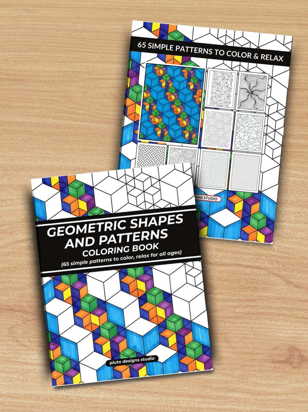 Easy Geometric Shapes & Patterns Coloring Book – 65 Relaxing Designs for All Ages