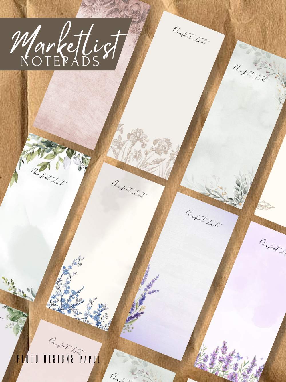 Flower Garden Market List Notepads (10 Pretty Designs)
