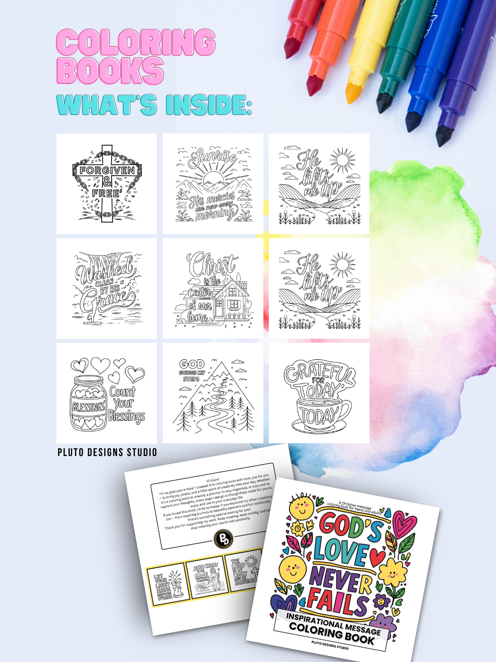 50 Inspirational Coloring Book for Adults: Christian Message Patterns to Color - Bold & Easy Positive Christians Affirmations for Adults Men Women & Teens