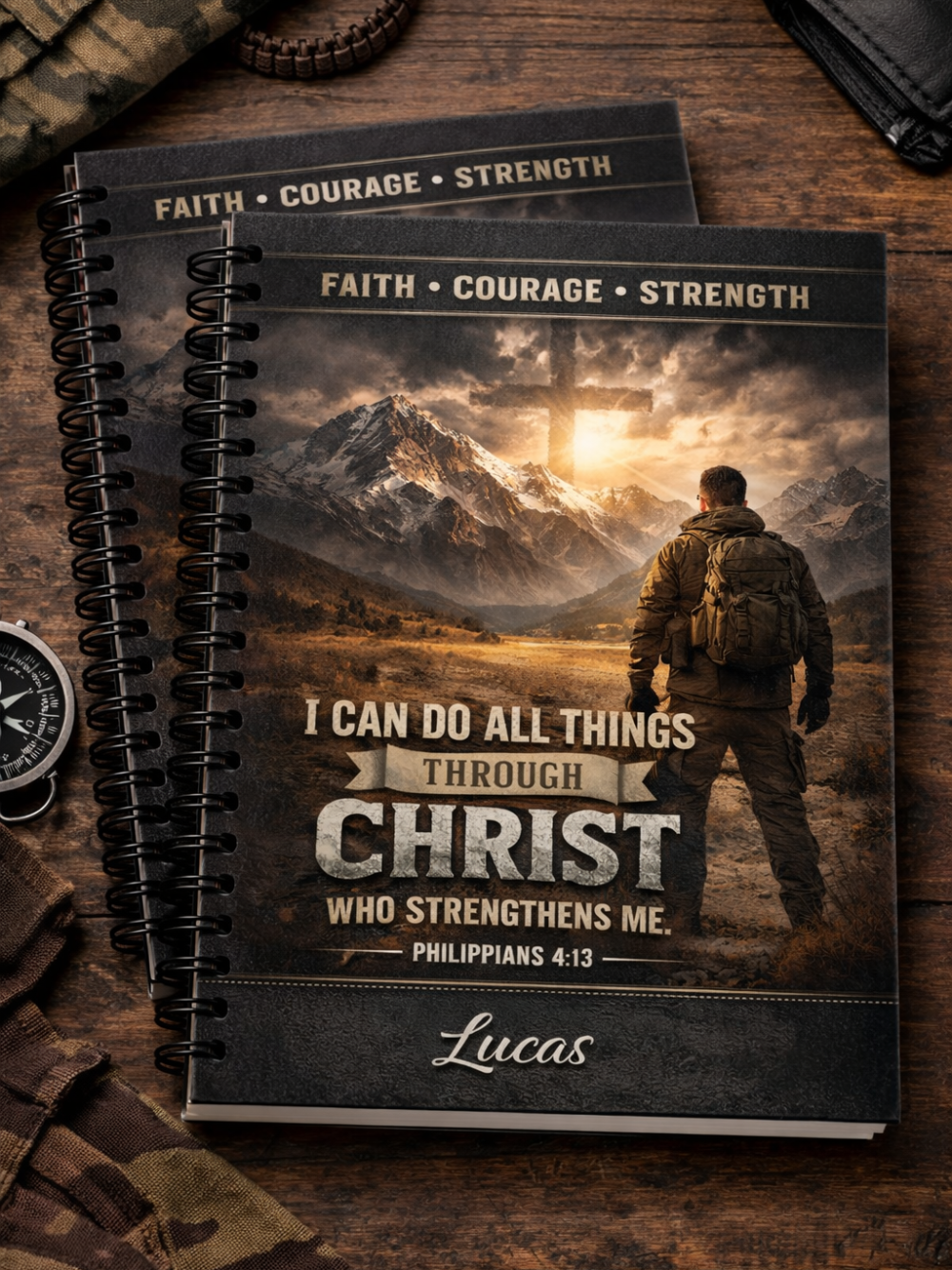 Faith Theme Hardcover Journal – Dot Grid Christian Notebook | Philippians 4:13 Inspirational Journal