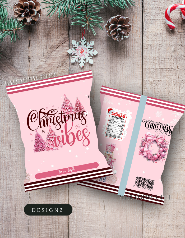 Christmas-Themed Chip Bags for Holiday Season (Pink Theme)