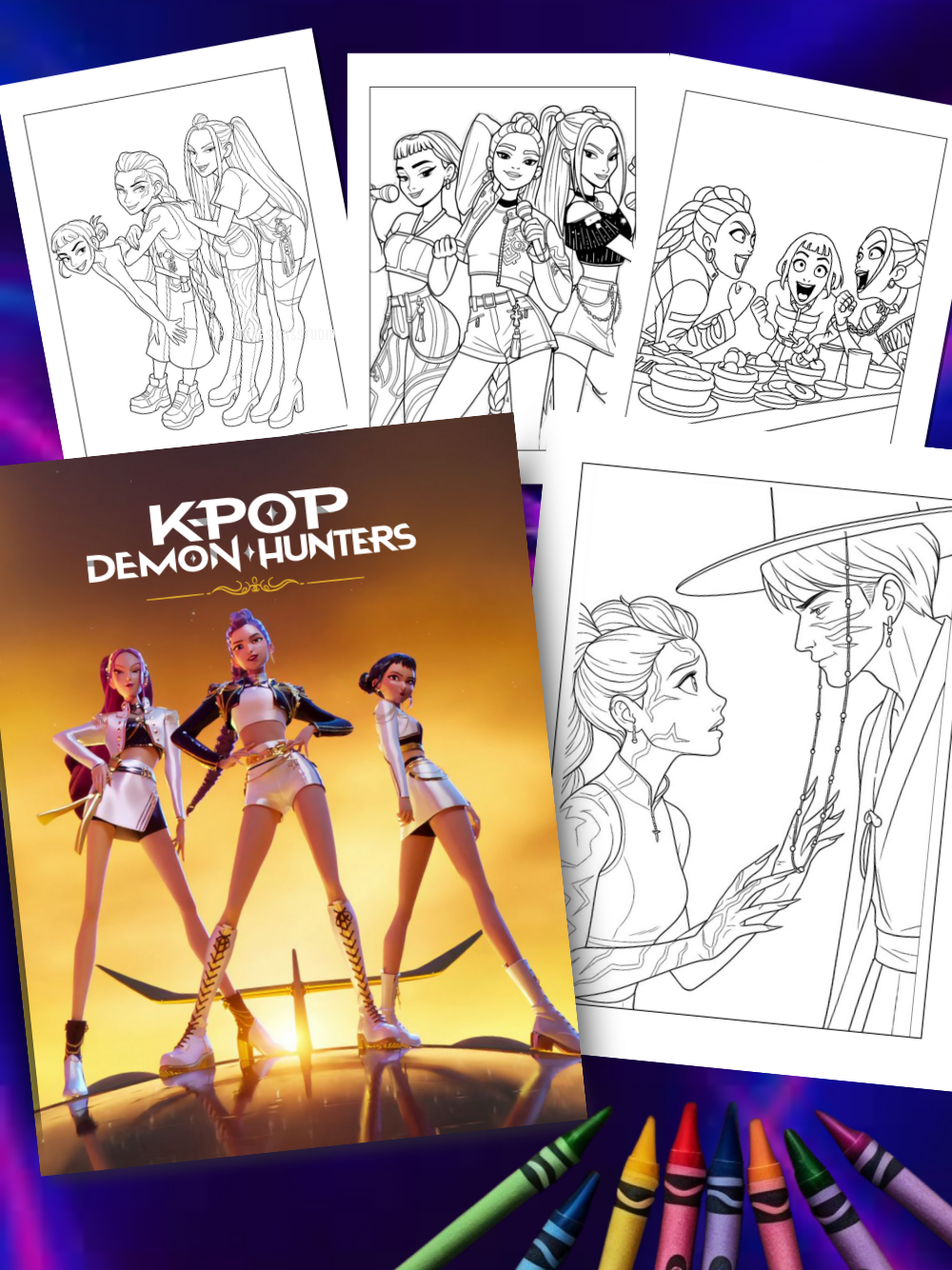 Kpop Demon Hunters Coloring Book – 53 Pages